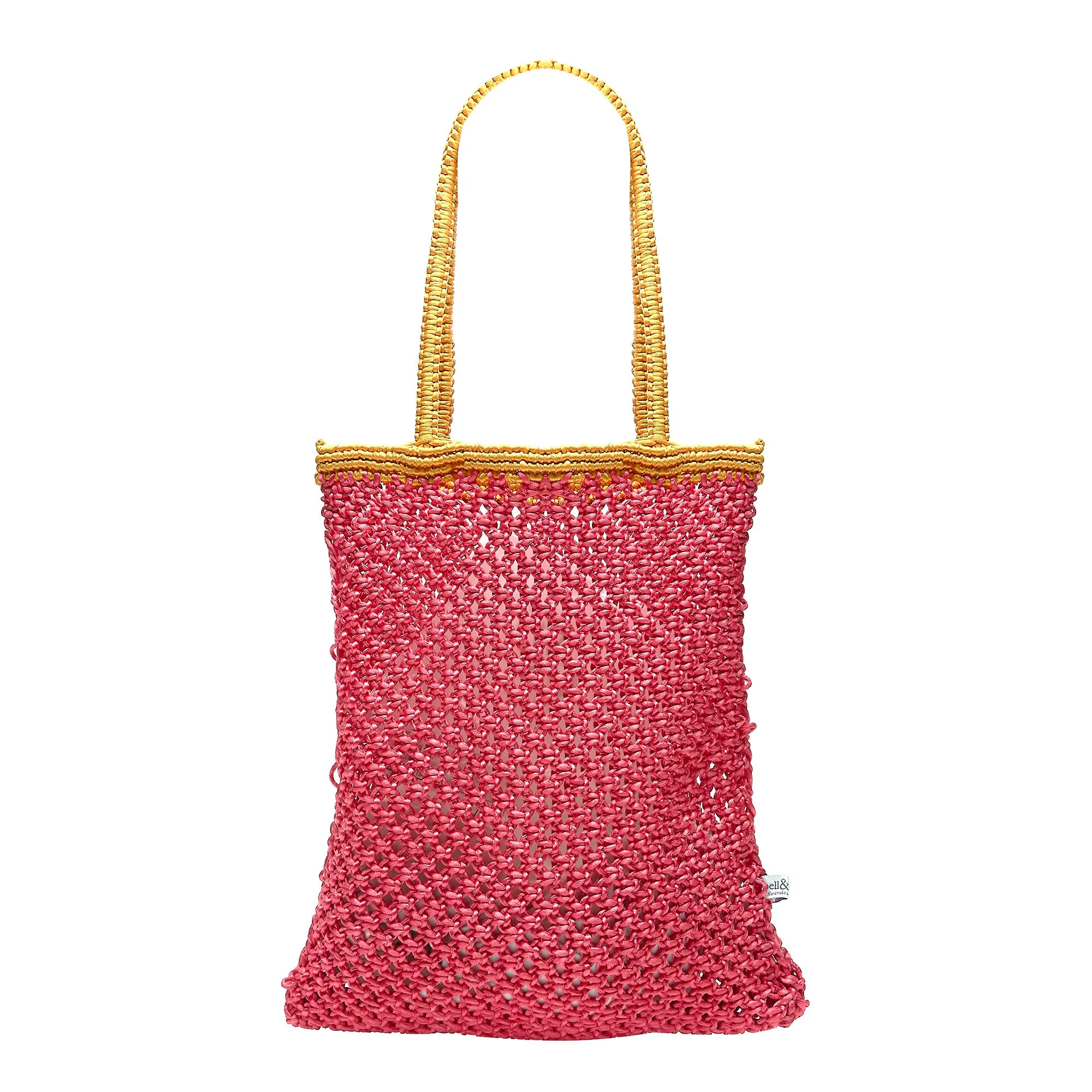 KIYANA Hand Woven Macrame Bag - Hot Pink & Ochre