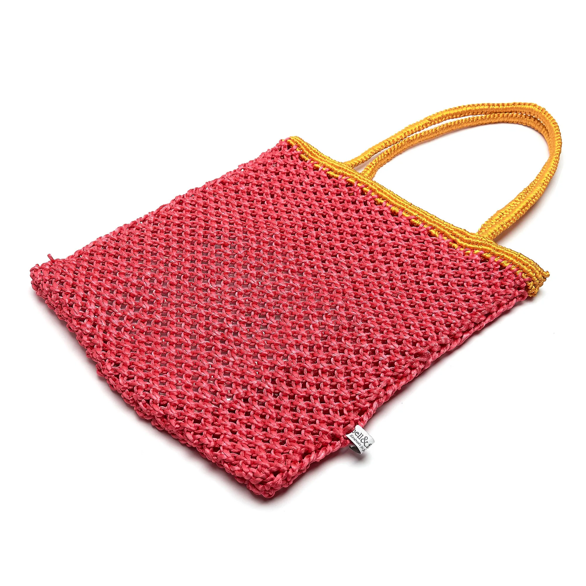 KIYANA Hand Woven Macrame Bag - Hot Pink & Ochre