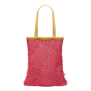 KIYANA Hand Woven Macrame Bag - Hot Pink & Ochre