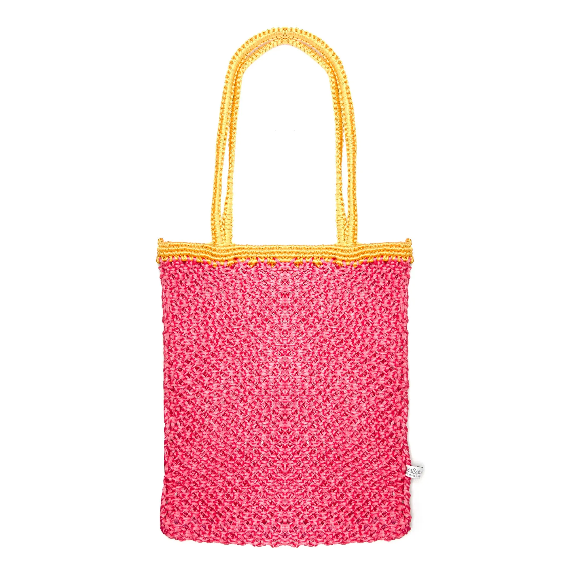 KIYANA Hand Woven Macrame Bag - Hot Pink & Ochre