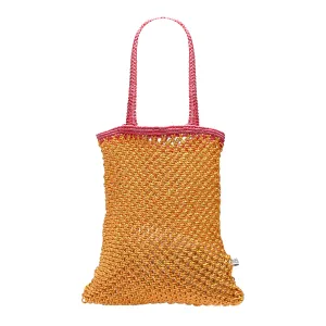 KIYANA Hand Woven Macrame Bag - Ochre & Hot Pink