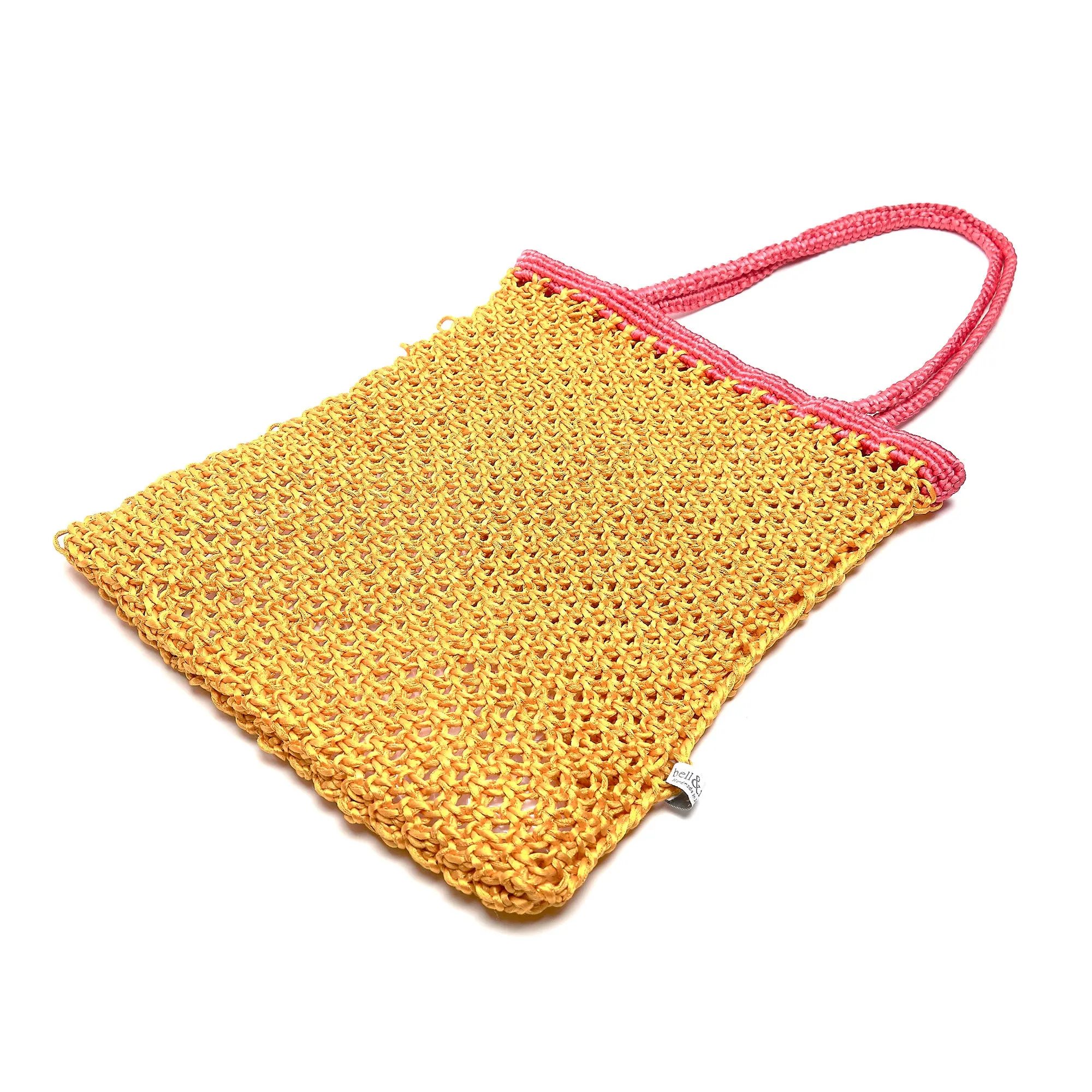 KIYANA Hand Woven Macrame Bag - Ochre & Hot Pink