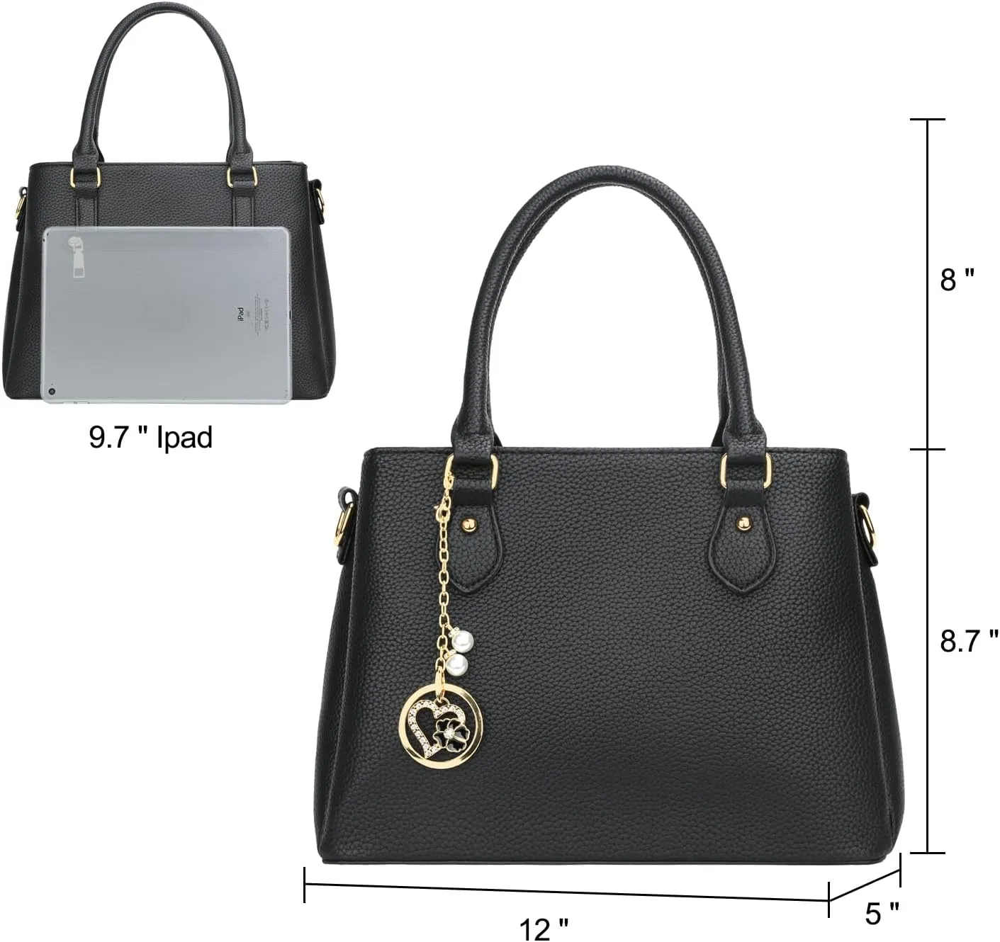 KKXIU Women Satchel Bags Handle Shoulder Handbags and Purses Pockets Zipper Leather Crossbody Bags