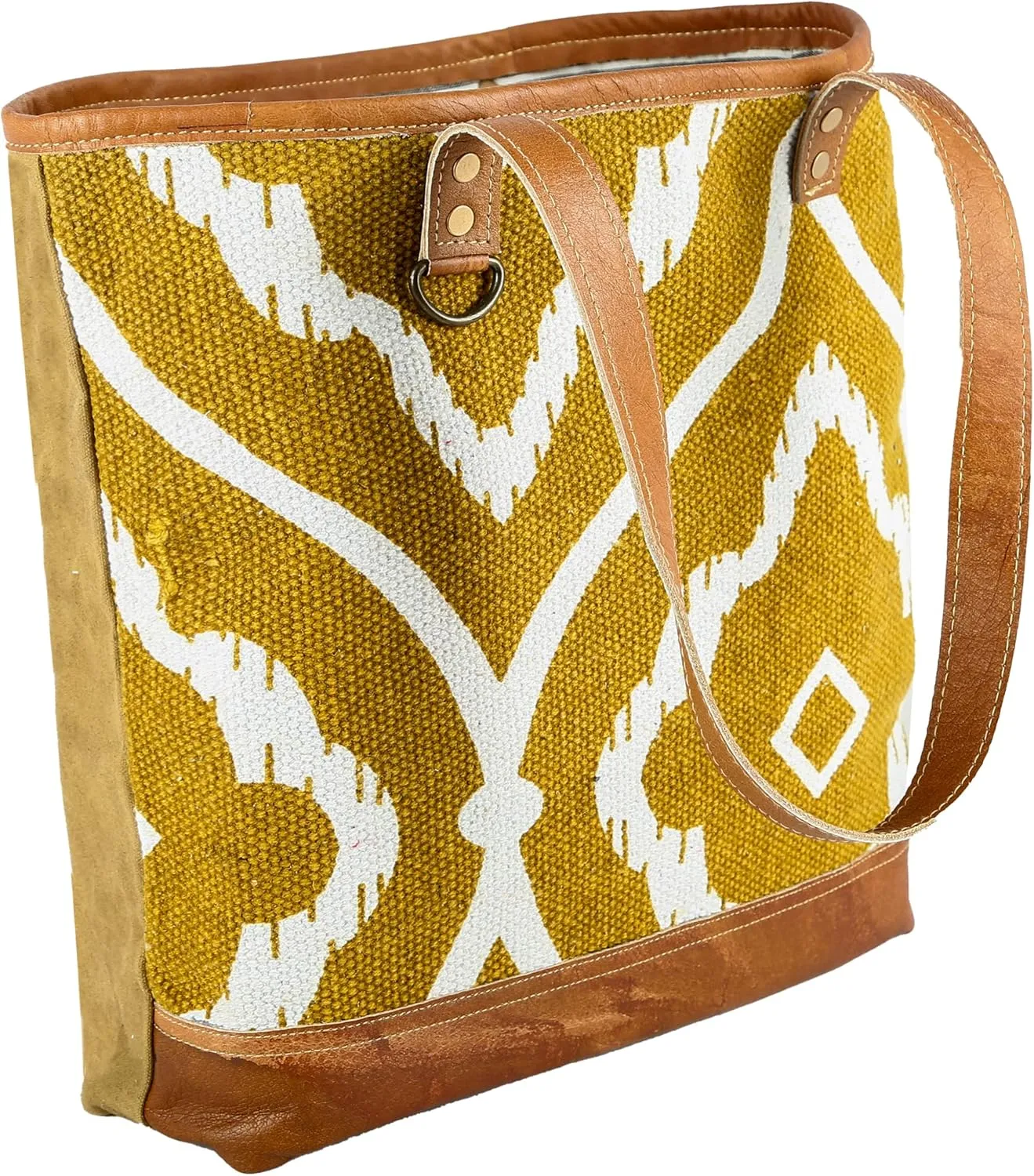 KPL Sel De Mer Upcycled Canvas and leather Hand Bag Cowhide Tote Bag shopping bag carry on leather bag
