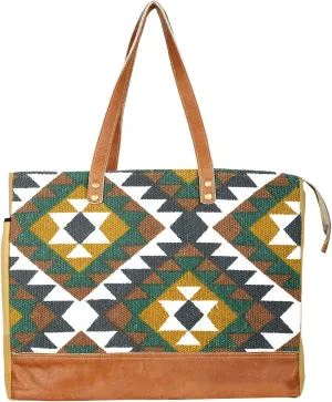 KPL Sel De Mer Upcycled Canvas and leather Hand Bag Cowhide Tote Bag shopping bag carry on leather bag
