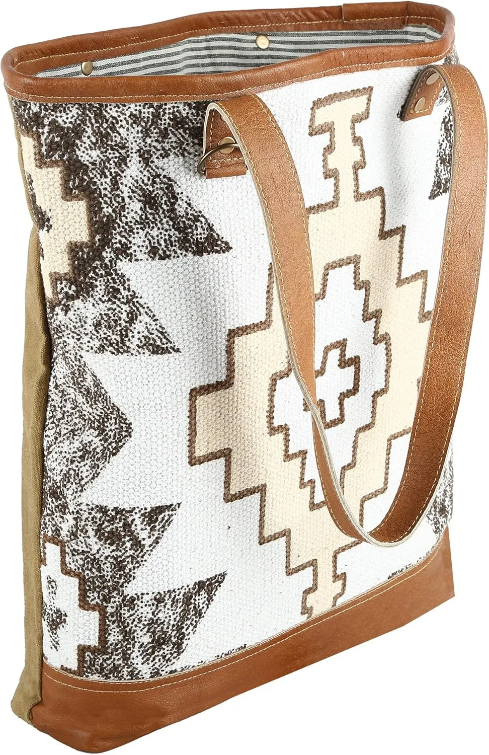KPL Sel De Mer Upcycled Canvas and leather Hand Bag Cowhide Tote Bag shopping bag carry on leather bag