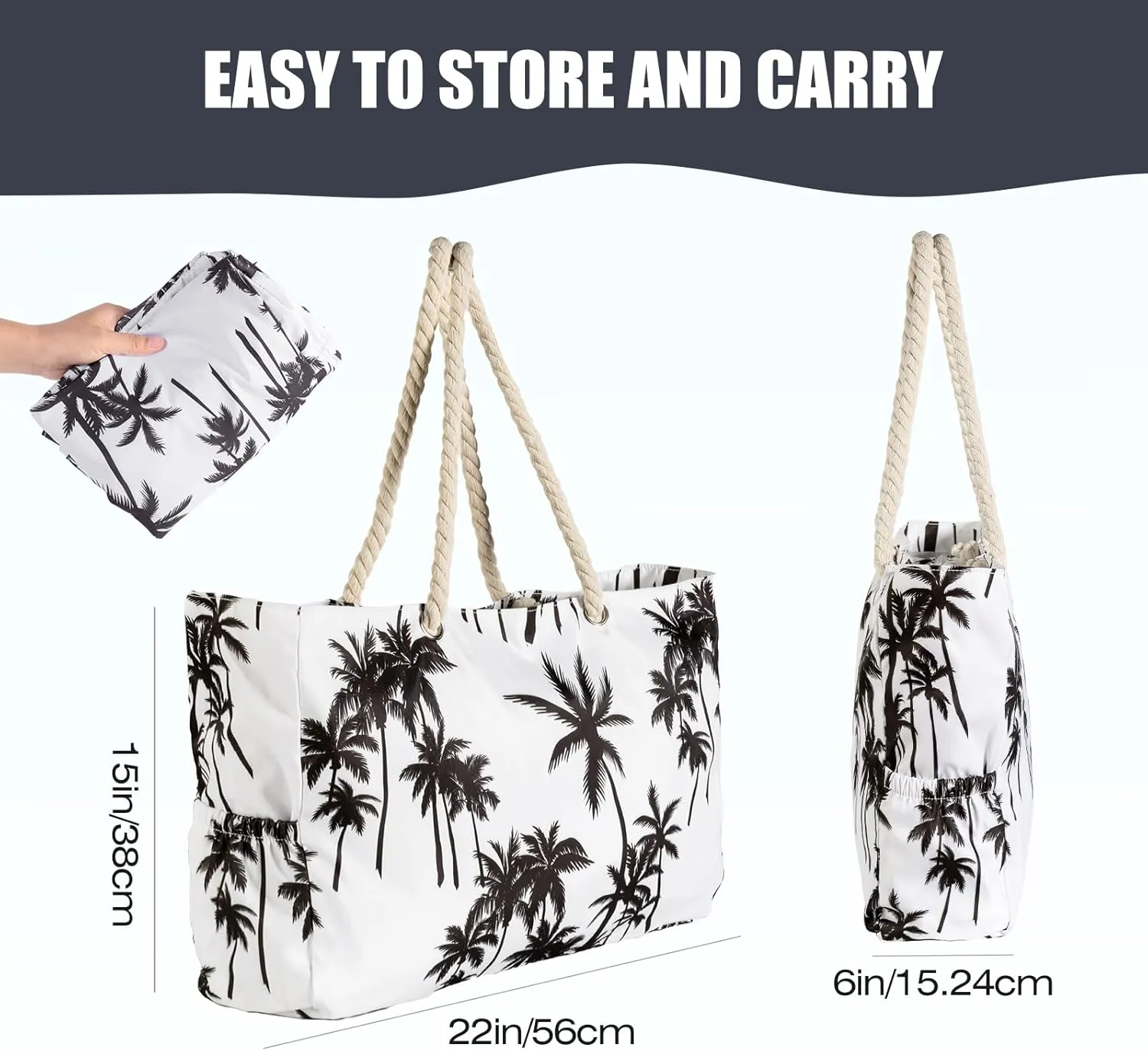 KUAK Beach Bag, Large Beach Bags for Women Waterproof Sandproof Beach Tote Bag with Zipper and Pockets for Pool Family