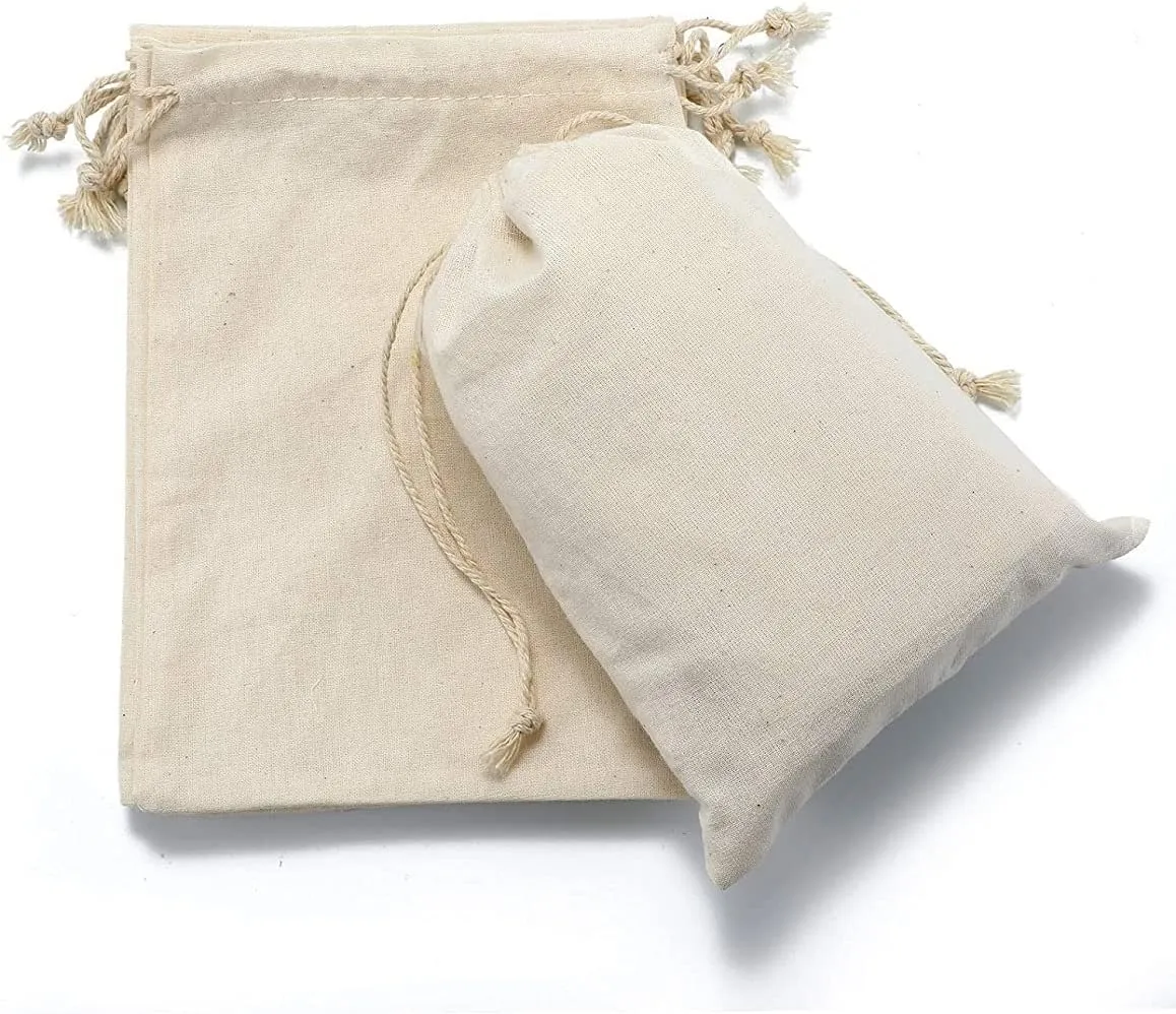 KUPOO 30PS Cotton Bags Cotton Muslin Bags Drawstring Muslin Bag for Wedding Party Favor and DIY Craft (6x8 Inch)