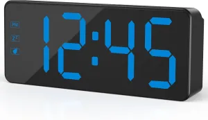 KWANWA Digital Alarm Clock with 3-Level Dimmer & Battery Backup | 2.4" Jumbo LED Display, Auto Night Mode, 7-Min Snooze, Dual Power (UL Adapter   59in Cord) | Compact for Bedroom, Travel, Office