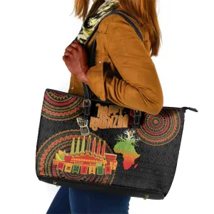 Kwanzaa Kinara Candles Leather Tote Bag African Tribal Pattern LT05