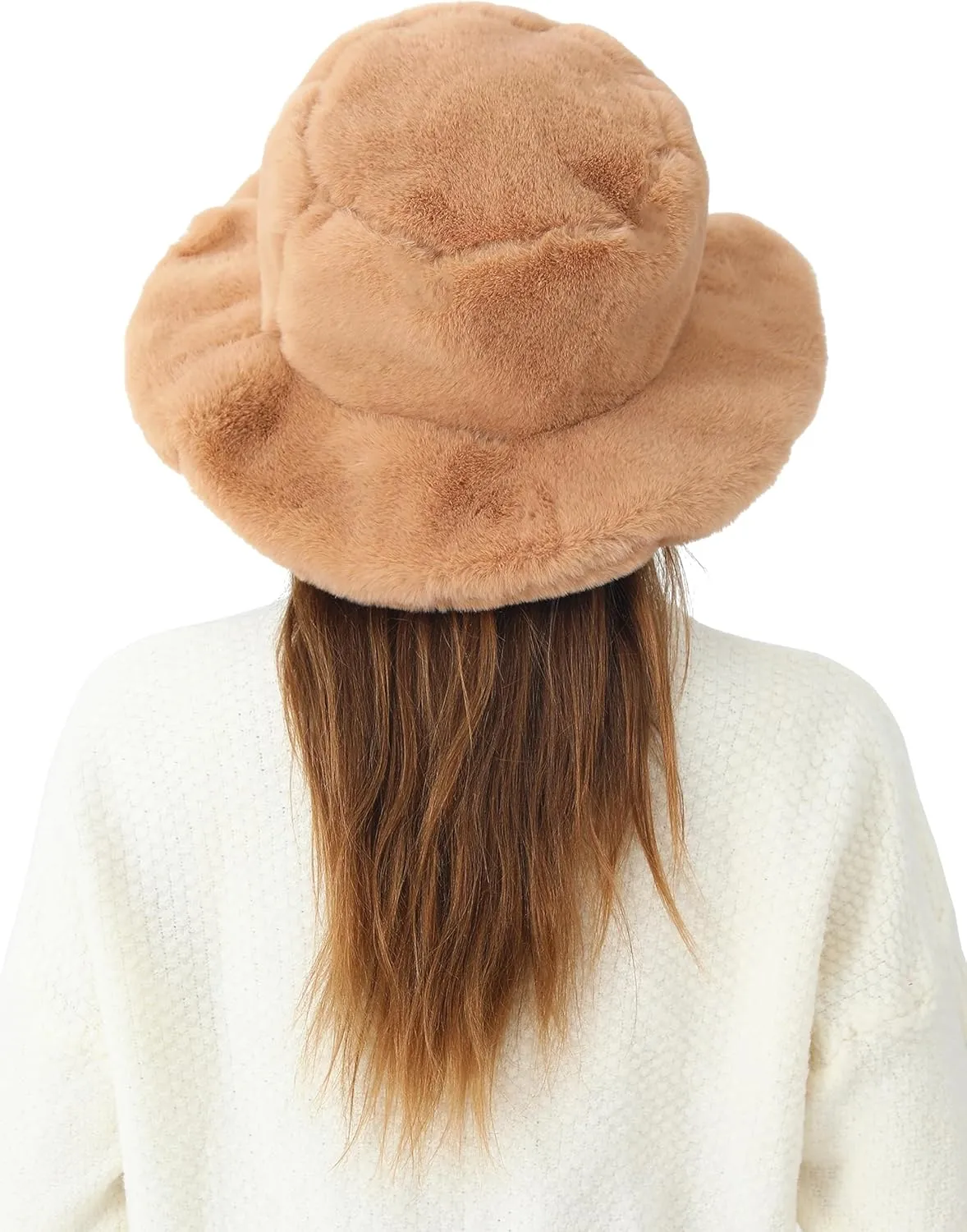 LA CARRIE Women's Snakeskin Print Faux Fur Bucket Hat Winter Warmer Fisherman Cap