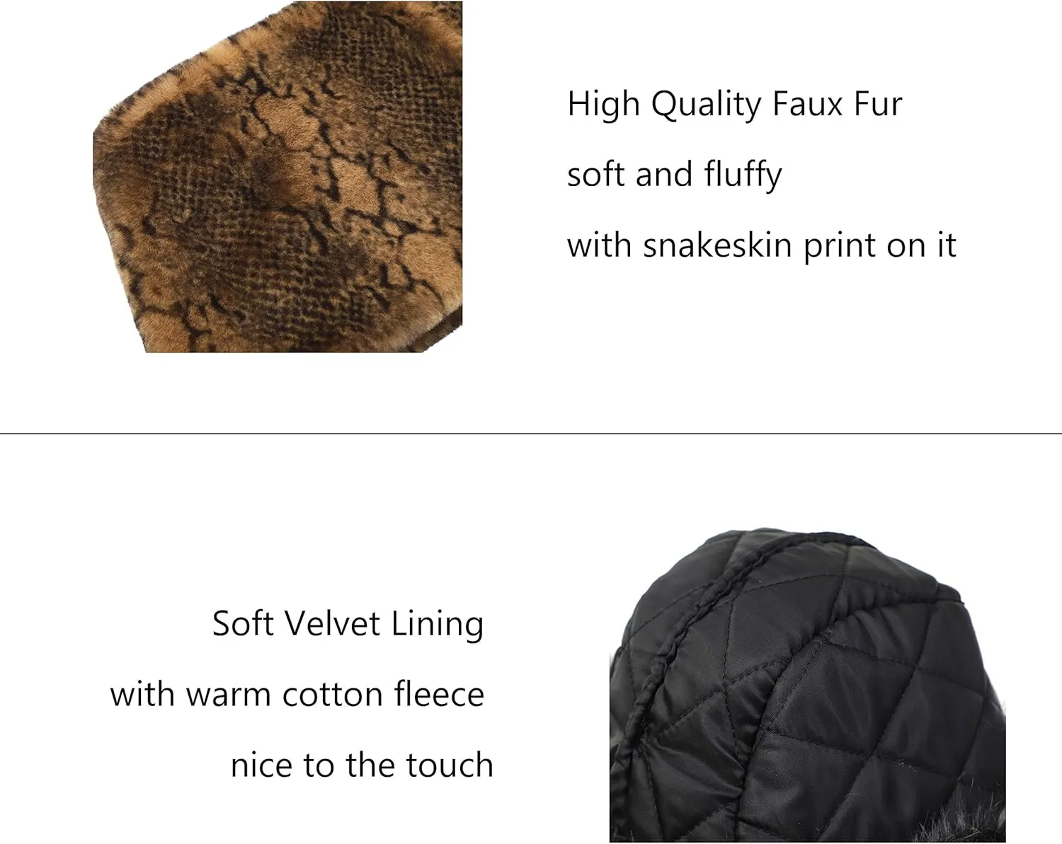 LA CARRIE Women's Snakeskin Print Faux Fur Bucket Hat Winter Warmer Fisherman Cap