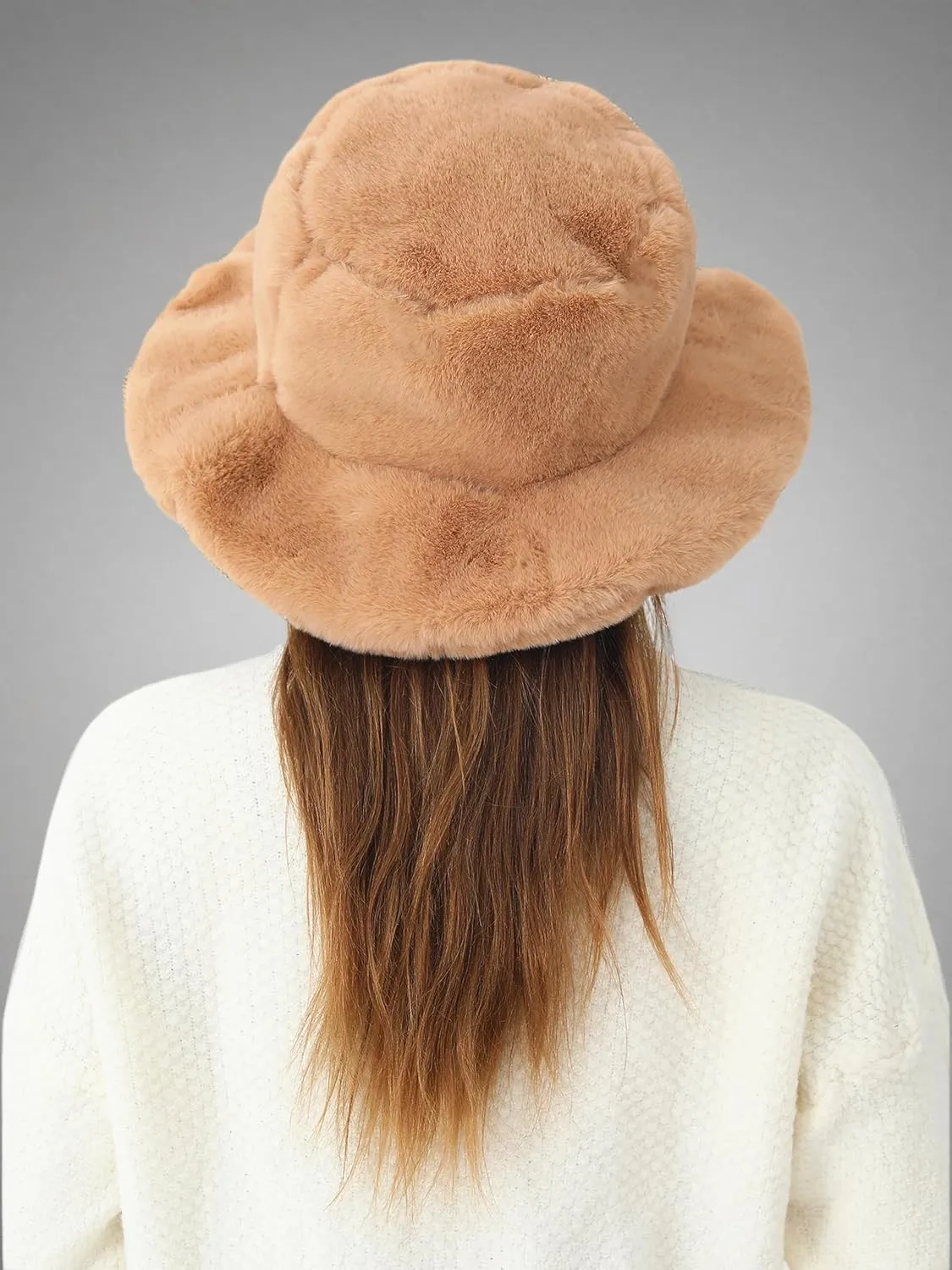 LA CARRIE Women's Snakeskin Print Faux Fur Bucket Hat Winter Warmer Fisherman Cap