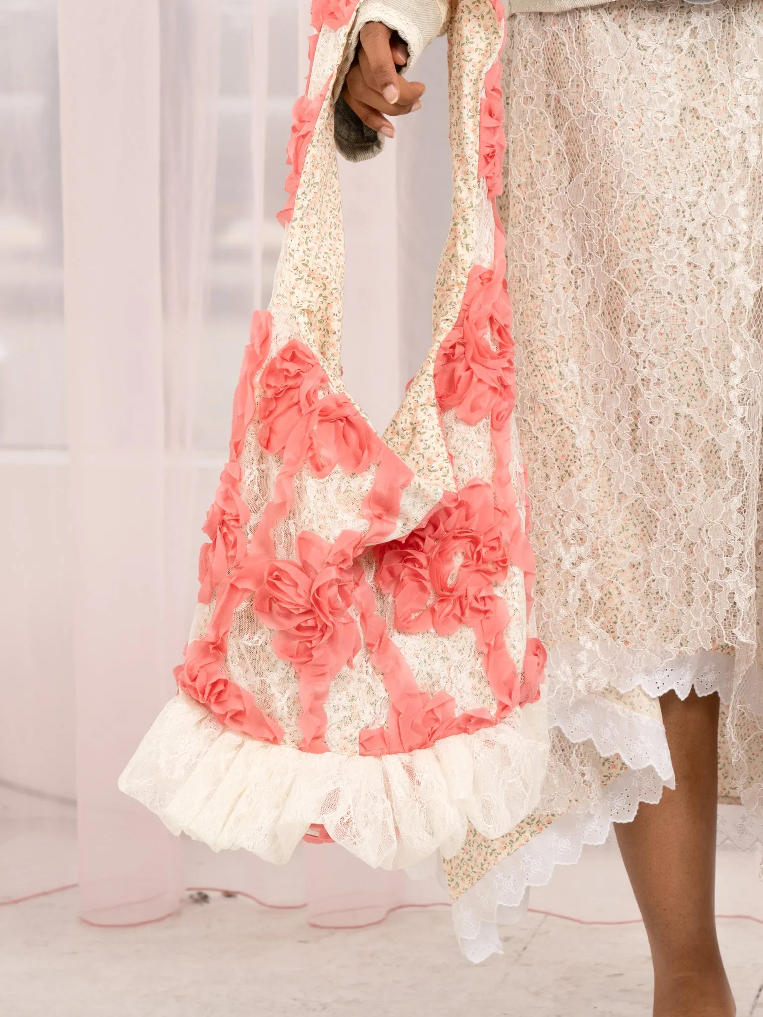 Lace Bucket Tote Bag