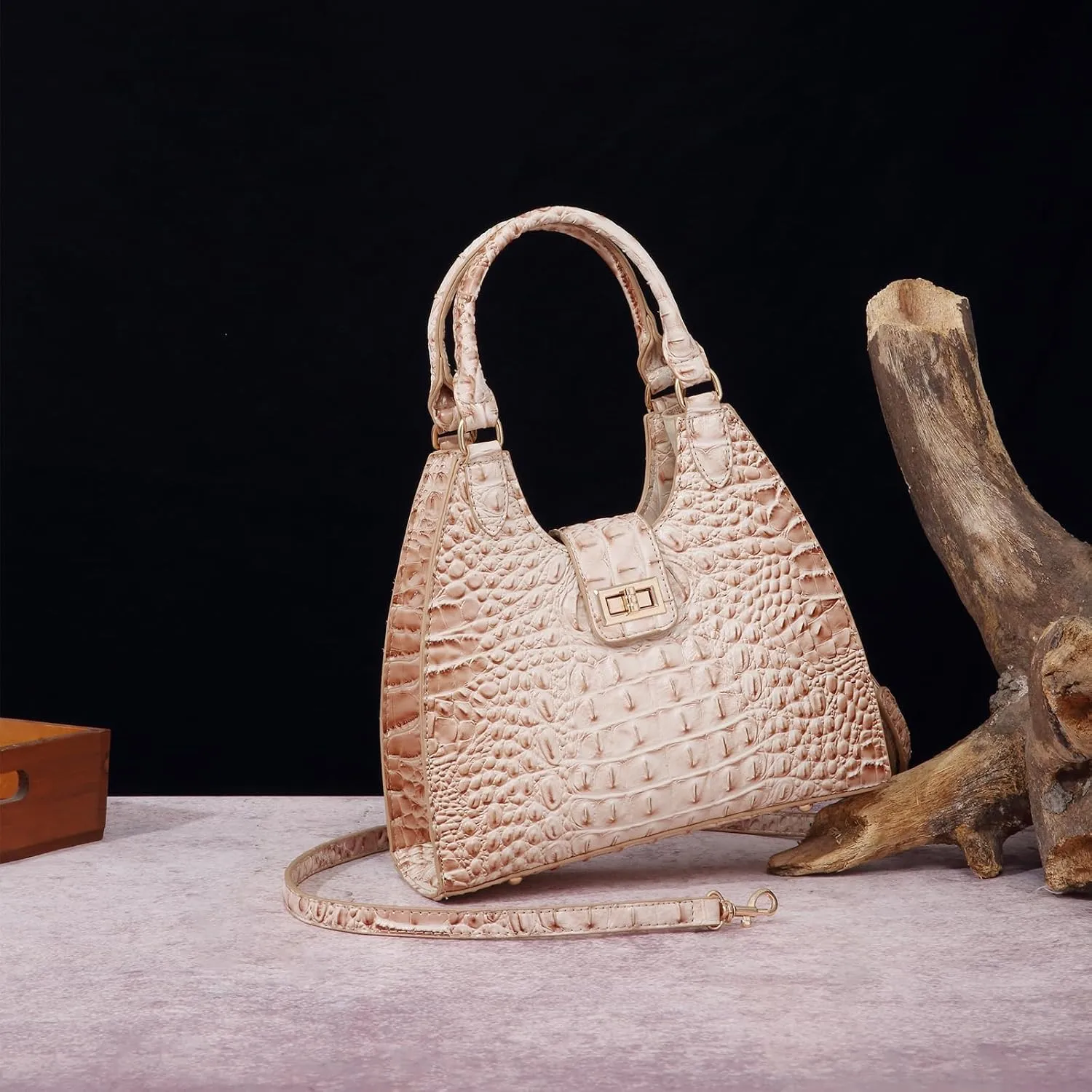 Ladies Tote Leather Bags for Women Crocodile Embossed Zipper Satchel Purse Classy Compartments Crossbody bag