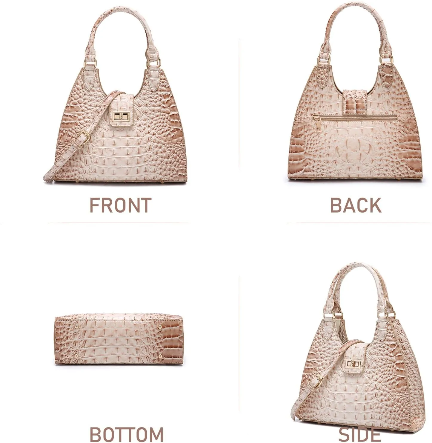 Ladies Tote Leather Bags for Women Crocodile Embossed Zipper Satchel Purse Classy Compartments Crossbody bag