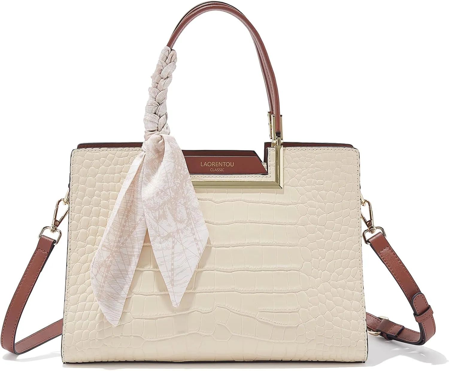 LAORENTOU Women Crossbody Handbags Cow Leather Satchel Handbags for Women Top-handle Shoulder Tote Purses