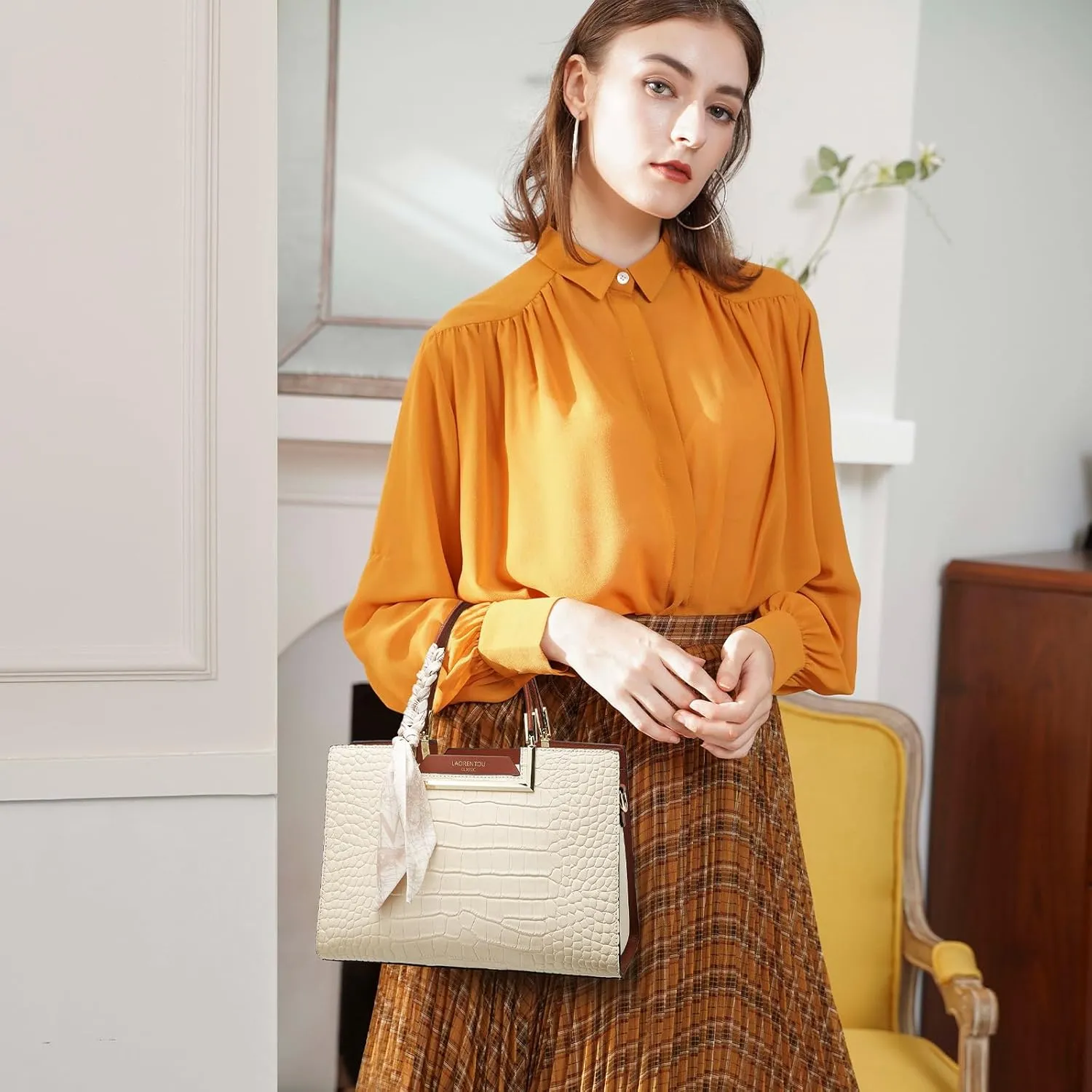 LAORENTOU Women Crossbody Handbags Cow Leather Satchel Handbags for Women Top-handle Shoulder Tote Purses