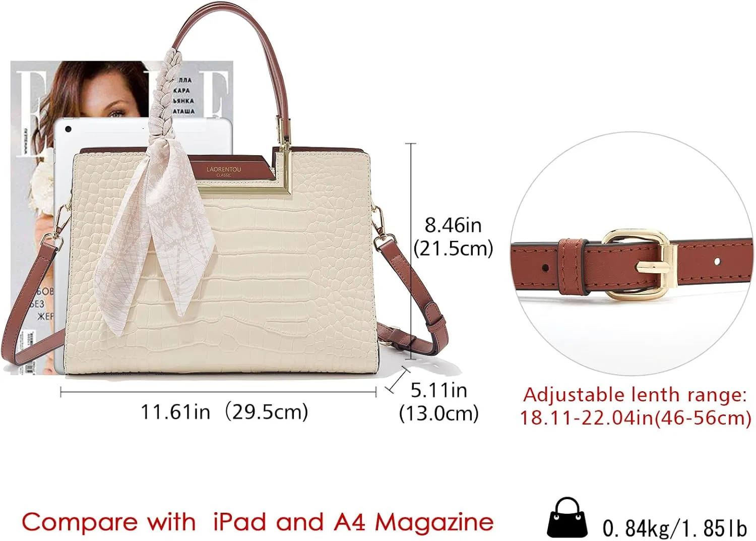 LAORENTOU Women Crossbody Handbags Cow Leather Satchel Handbags for Women Top-handle Shoulder Tote Purses