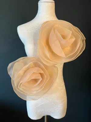 Large 3D Corsage Flower, Beige, 10” Wide, Pin on Corsage, Bridal, Clothing, Dress, Hat, Accessory, FAN Design