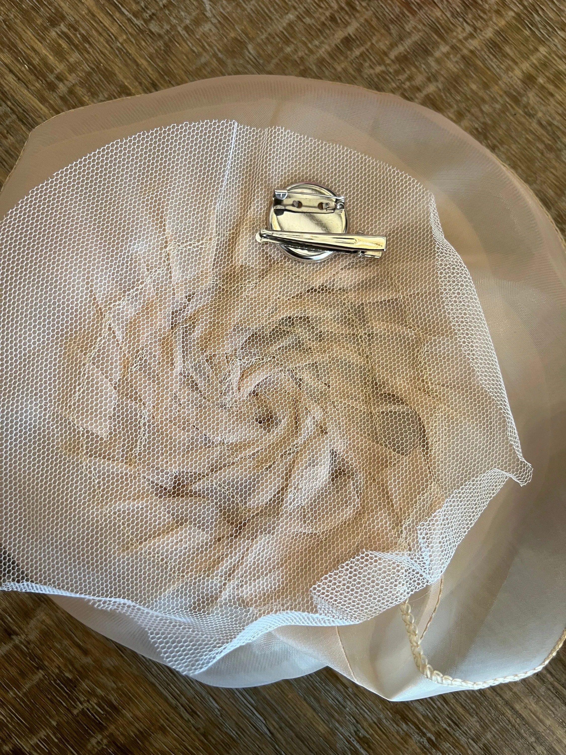 Large 3D Corsage Flower, Beige, 10” Wide, Pin on Corsage, Bridal, Clothing, Dress, Hat, Accessory, FAN Design