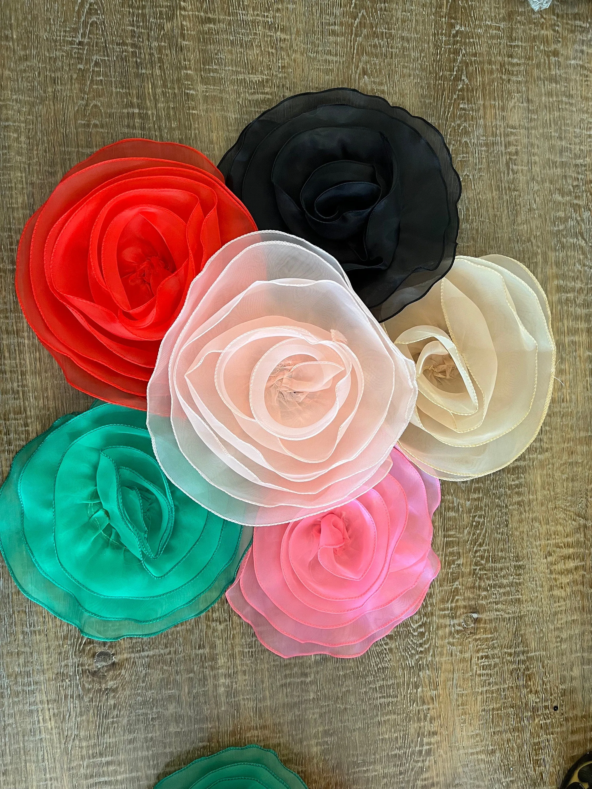 Large 3D Corsage Flower, Black, 10” Wide, Pin on Corsage, Bridal, Clothing, Dress, Hat, Accessory, FAN Design