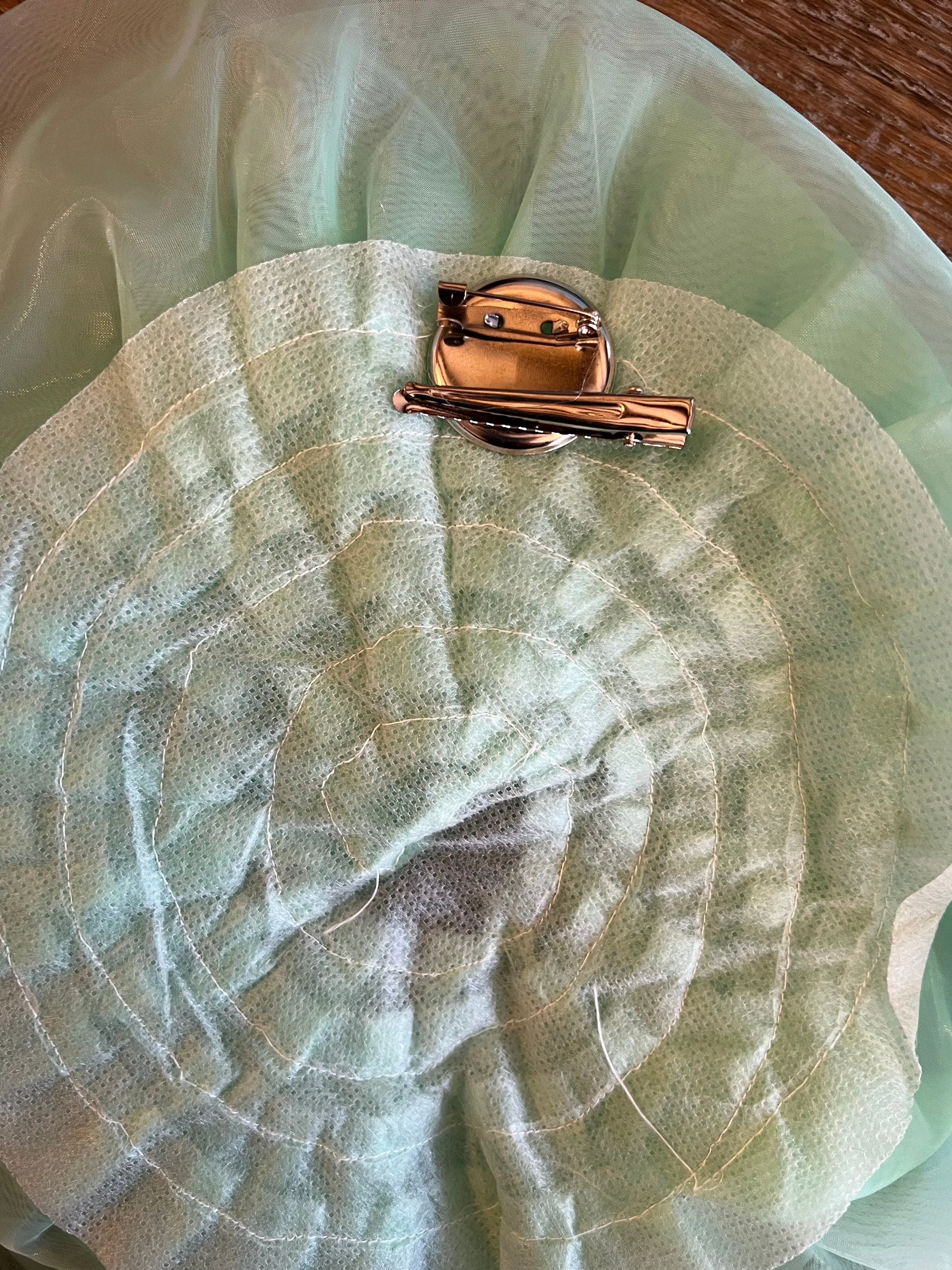 Large 3D Corsage Flower, Mint Green, 11” Wide, Pin on Corsage, Bridal, Clothing, Dress, Hat, Accessory, FAN Design