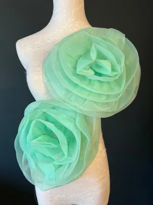 Large 3D Corsage Flower, Mint Green, 11” Wide, Pin on Corsage, Bridal, Clothing, Dress, Hat, Accessory, FAN Design