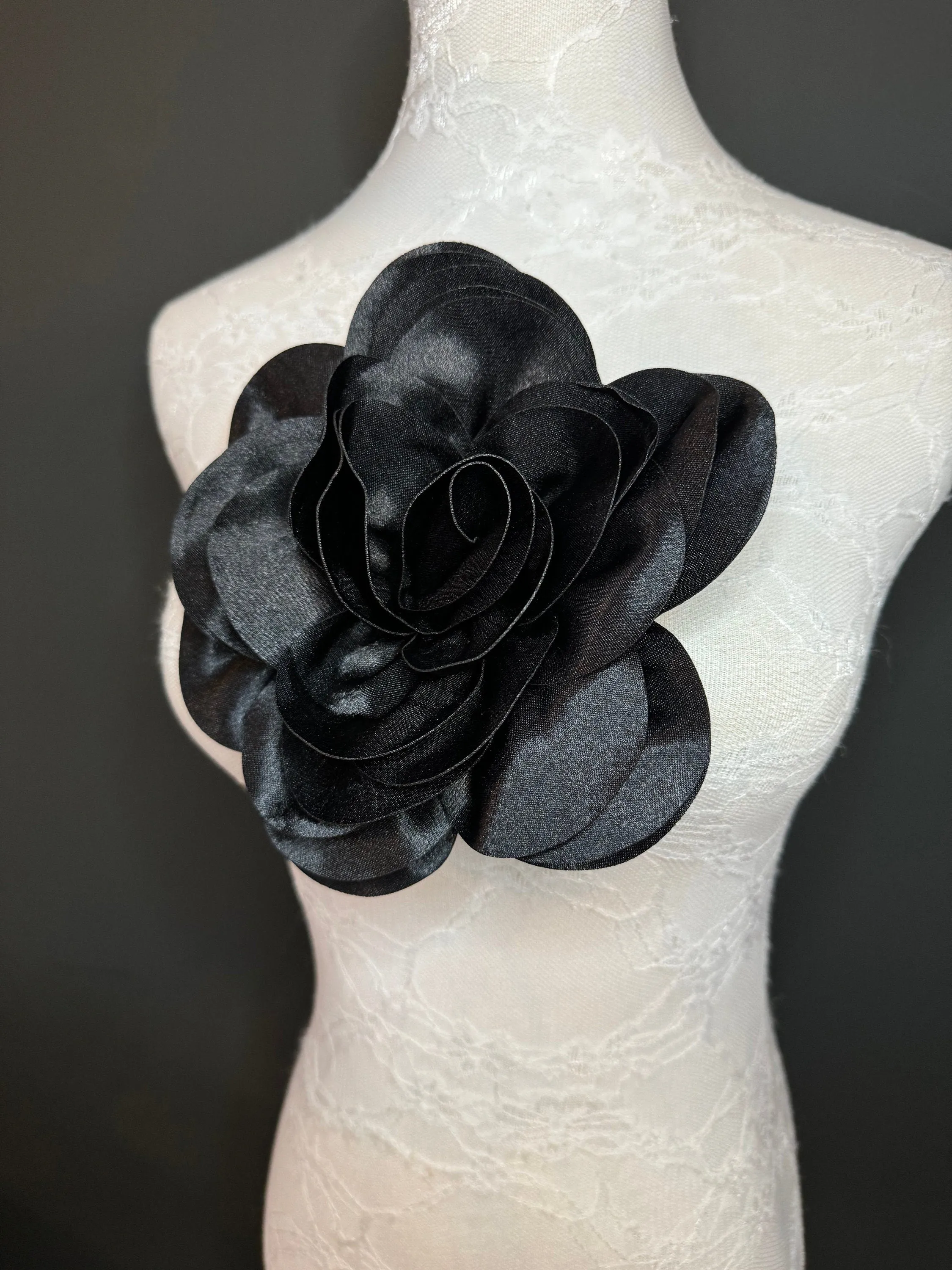 Large 3D Corsage Flower, Satin Fabric, 6 Colours, 11” Wide, Pin on Corsage, Bridal, Clothing, Dress, Hat, Wedding, FAN Design, Race Day,Gift