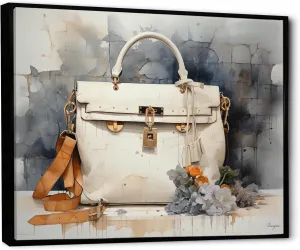Large Balenciaga framed wall Art, Balance Bags composition Monochrome, Balenciaga framed wall art decor, Beige Glam black framed wall art, 44x34 inches black frame