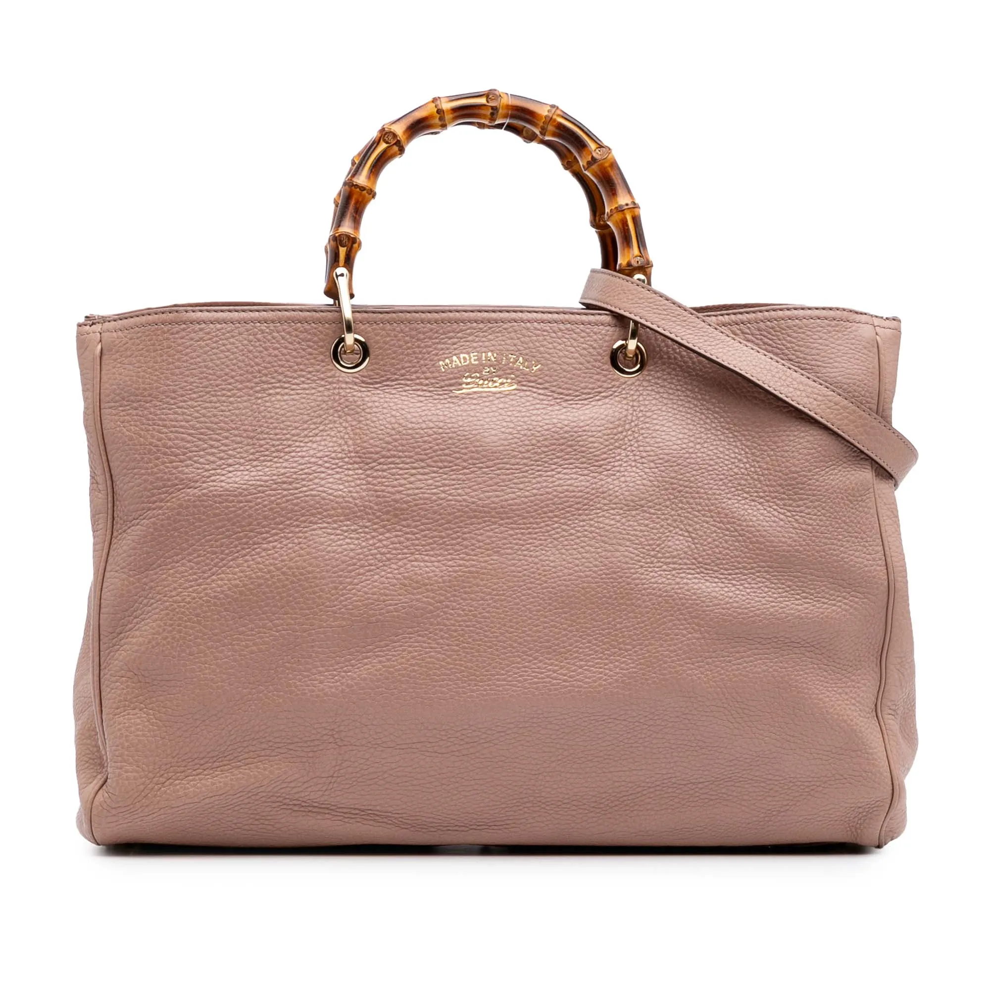 Large Calfskin Bamboo Shopper Satchel