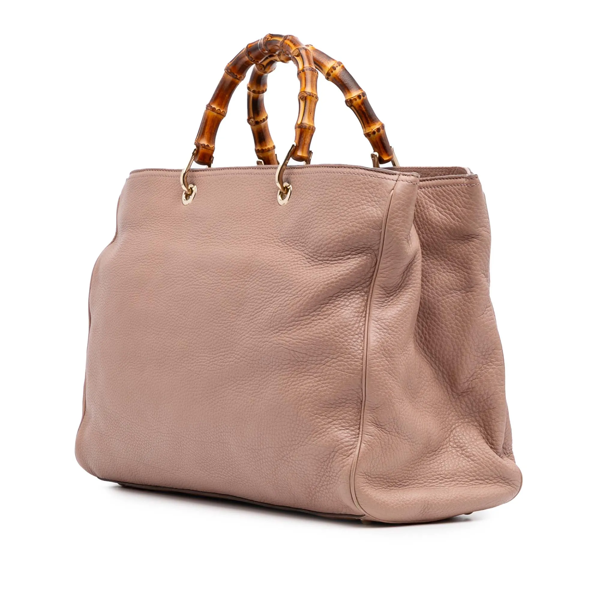 Large Calfskin Bamboo Shopper Satchel