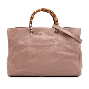 Large Calfskin Bamboo Shopper Satchel