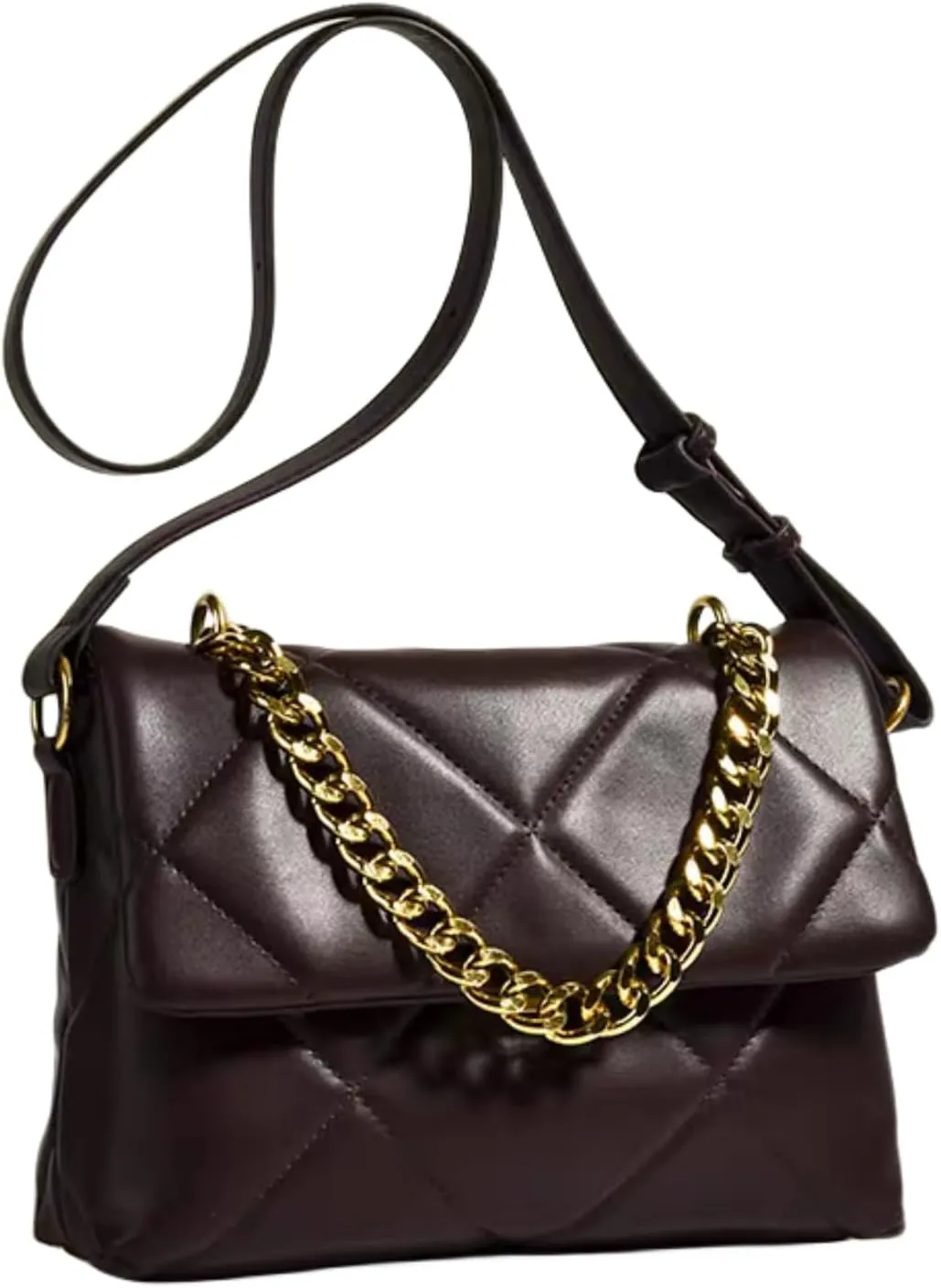 Large Capacity Quilted Bag Flap Bags for Women Trendy Tote Shoulder Crossbody Bags Travel Handbags with a Golden Chain