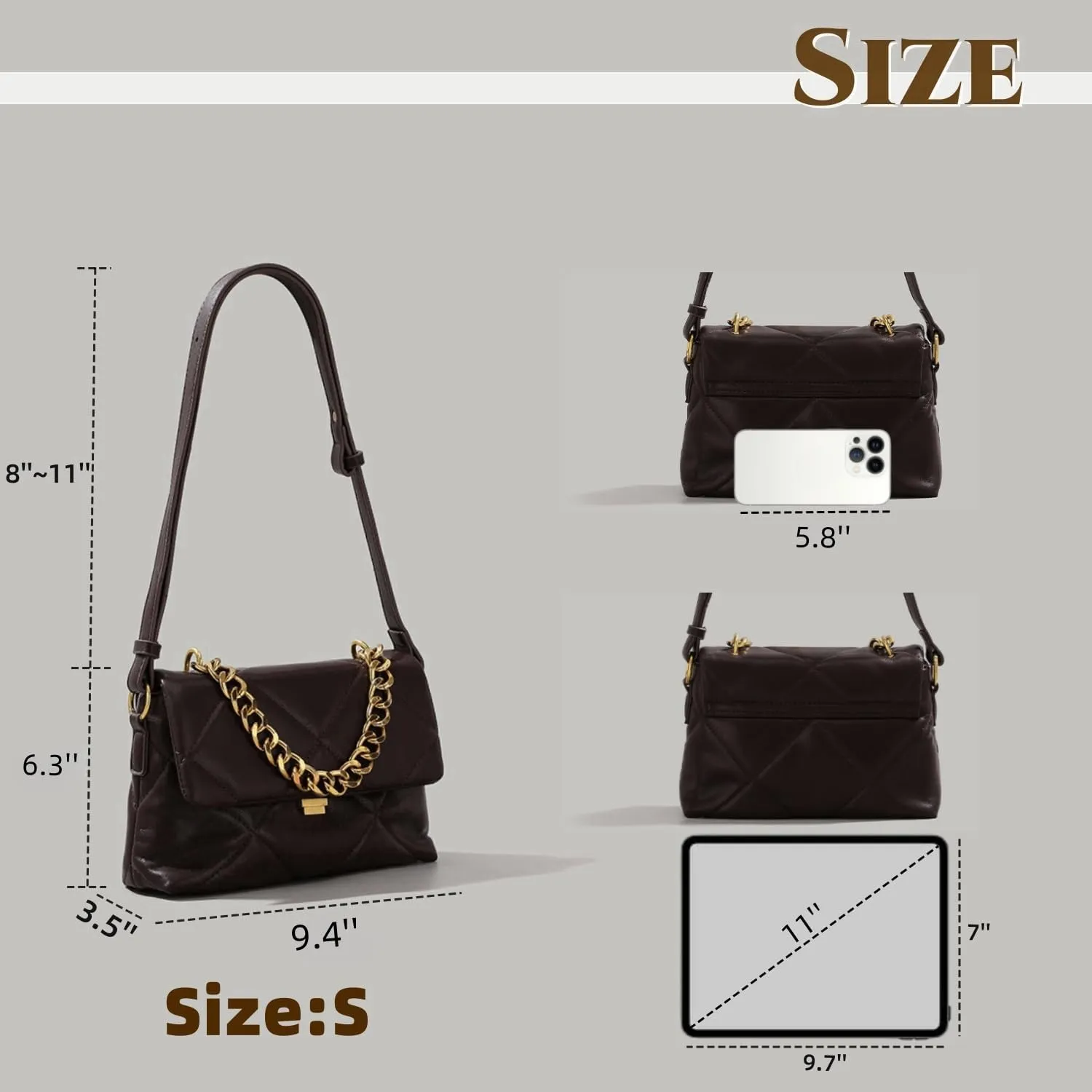 Large Capacity Quilted Bag Flap Bags for Women Trendy Tote Shoulder Crossbody Bags Travel Handbags with a Golden Chain