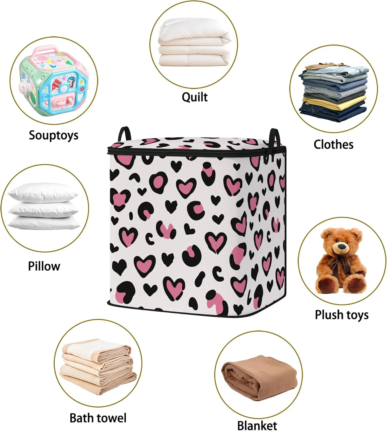 Large Comforter Storage Bag with Zipper,Closet Organizer for Clothes/Blankets/Quilts/Pillows,Fabric Storage Bags with Portable Handles 95L(2-Pack)
