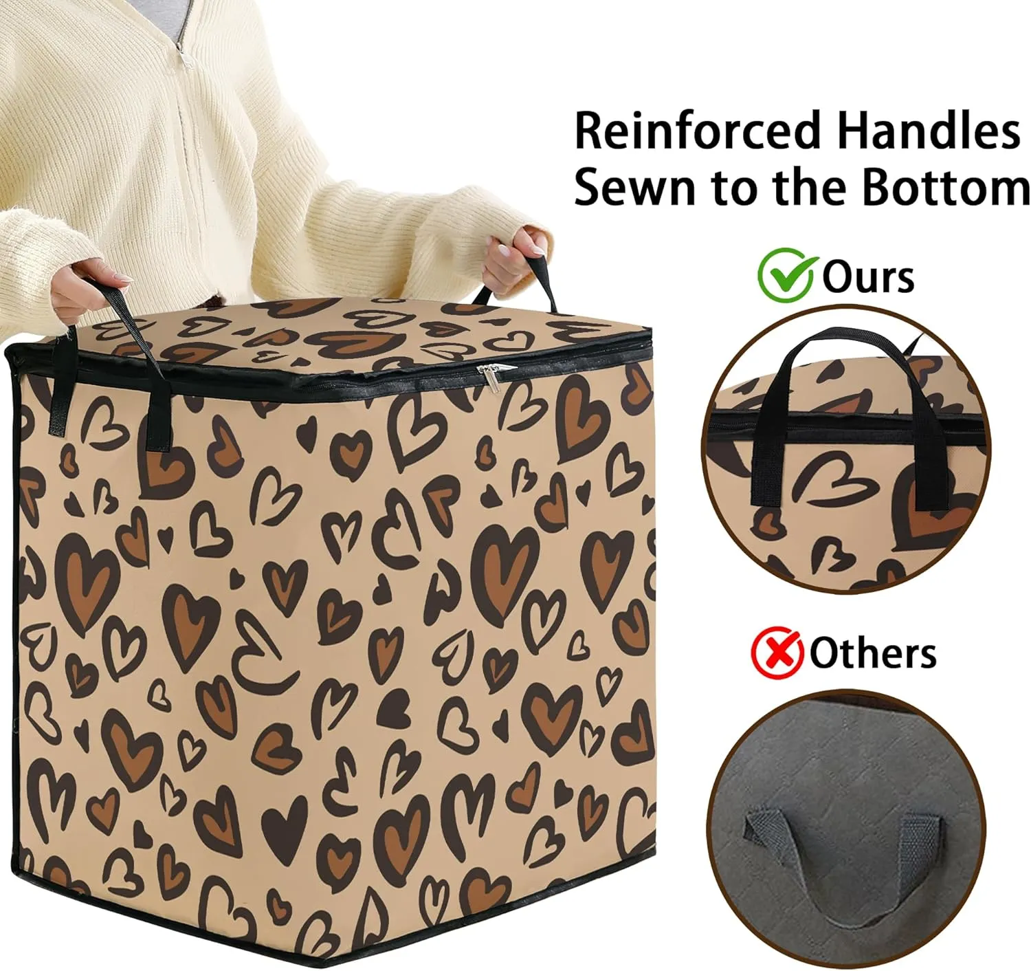 Large Comforter Storage Bag with Zipper,Closet Organizer for Clothes/Blankets/Quilts/Pillows,Fabric Storage Bags with Portable Handles 95L(2-Pack)