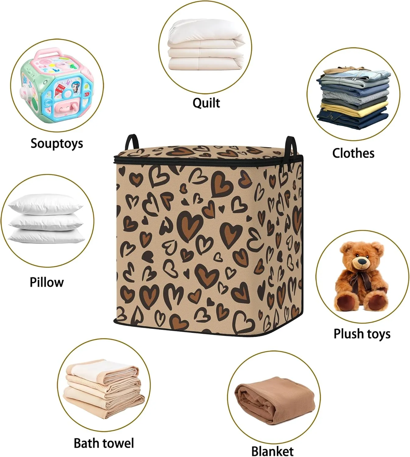 Large Comforter Storage Bag with Zipper,Closet Organizer for Clothes/Blankets/Quilts/Pillows,Fabric Storage Bags with Portable Handles 95L(2-Pack)