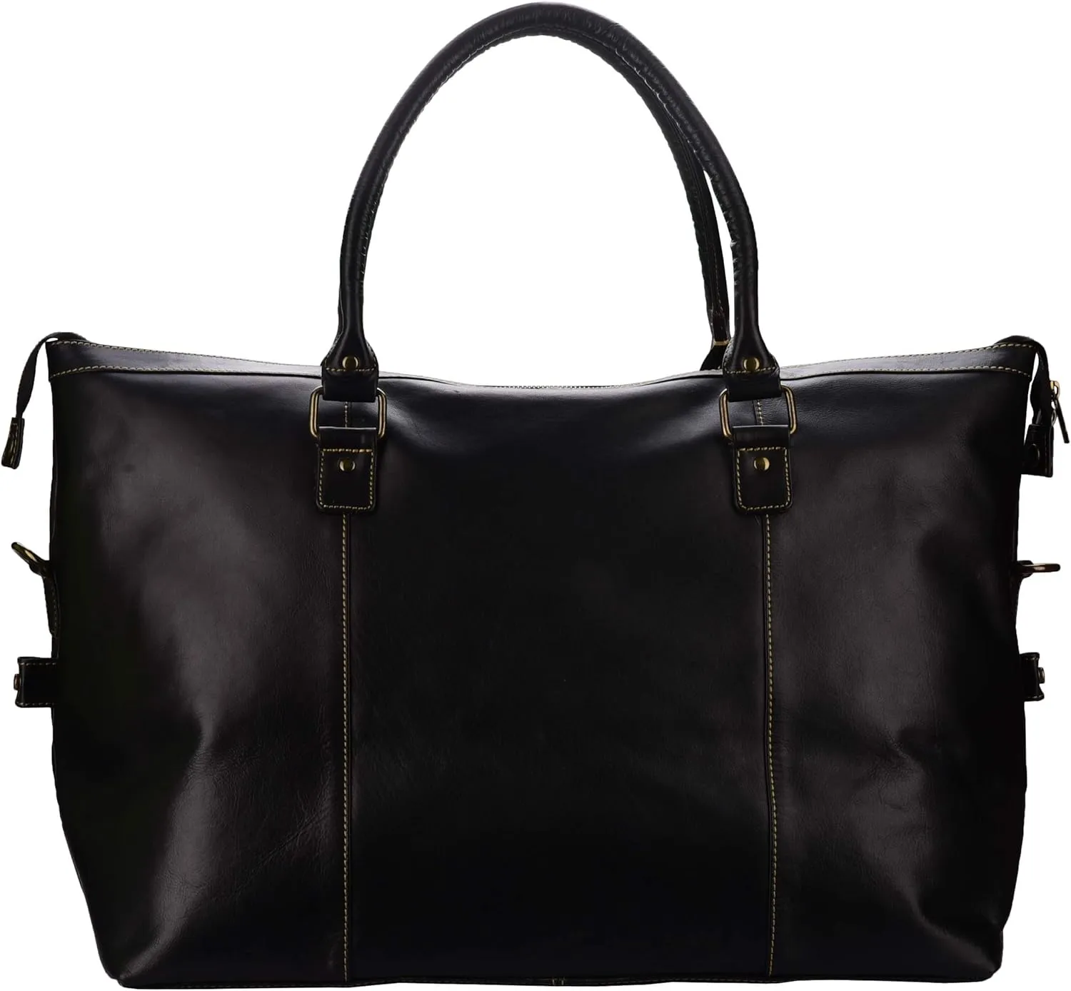 Large Leather Duffel Bag | Gym Duffle Bags for Men and Women, Lightweight Workout Weekender Travel Carry On Duffel Bag - Suitable for Sports (Black)