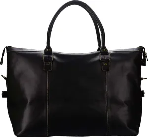 Large Leather Duffel Bag | Gym Duffle Bags for Men and Women, Lightweight Workout Weekender Travel Carry On Duffel Bag - Suitable for Sports (Black)