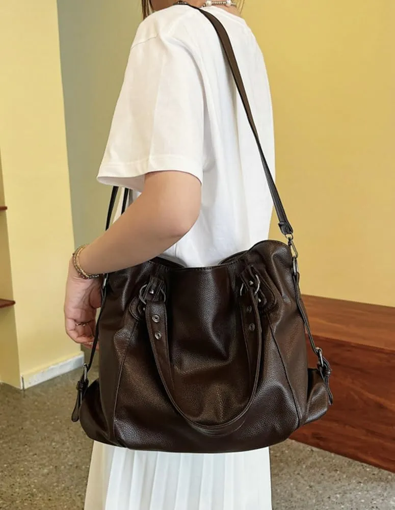 Large Leather Tote Bags for Women Casual Shoulder Bag Crossbody Bag Satchel on Trend Purses for Work Travel 2024