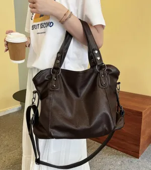 Large Leather Tote Bags for Women Casual Shoulder Bag Crossbody Bag Satchel on Trend Purses for Work Travel 2024