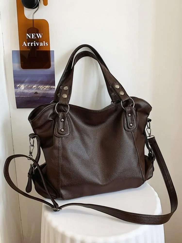 Large Leather Tote Bags for Women Casual Shoulder Bag Crossbody Bag Satchel on Trend Purses for Work Travel 2024