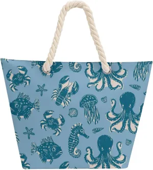 Large Tote Bag Women Vintage Octopus Jellyfish Hobo Bag Travel Purse Oversize Shoulder Handbag for Work Beach