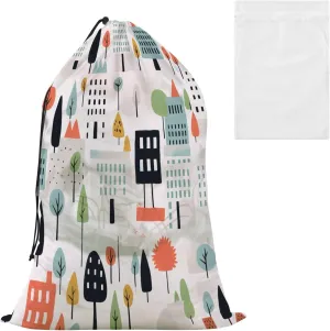 Laundry Bag Suburban Residential Housing Large Dirty Clothes Organizer Travel Bag with Drawstring for Home