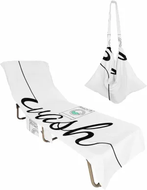 Laundry Room Washing Machine Chaise Lounger Cover with Pockets, Pool Lounge Chair Covers 85"x29", Simple Hand Drawn Wash Microfiber Beach Chair Cover for Outdoor Patio Sunbathing