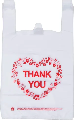 LazyMe Thank You T Shirt Bags Plastic Grocery Bags with Handles for Merchandise and Supernarket, Bolsas De Plastico Para Negocio, 12 x 20 Inch (200 pcs)