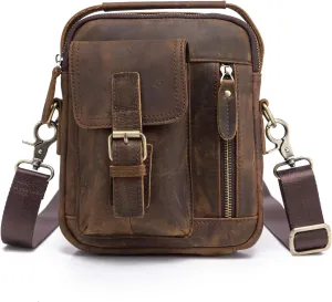 Le'aokuu Men Genuine Quality Leather Casual Small 8" Tablet Messenger Shoulder Satchel Bag 2070