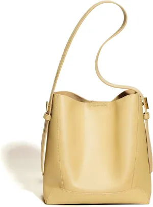 Leather Bag Bucket Bag Niche Design Large -Capacity Bert Bag Wild Shoulder Leather Crossbody Women's Bag (Color : Yellow)