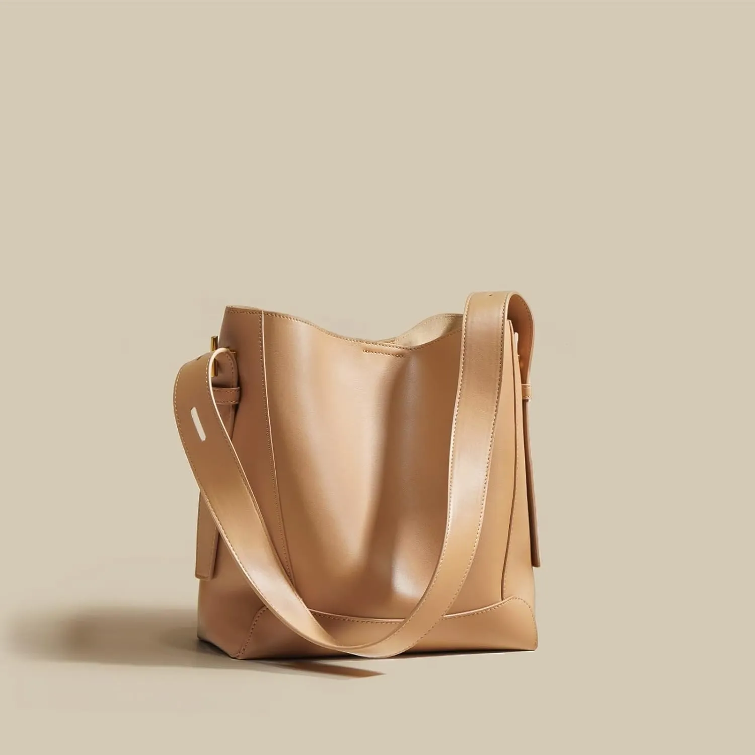 Leather Bag Bucket Bag Niche Design Large -Capacity Bert Bag Wild Shoulder Leather Crossbody Women's Bag (Color : Yellow)